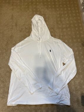 Polo by Ralph Lauren Men’s White Hooded Long-Sleeve Shirt XL